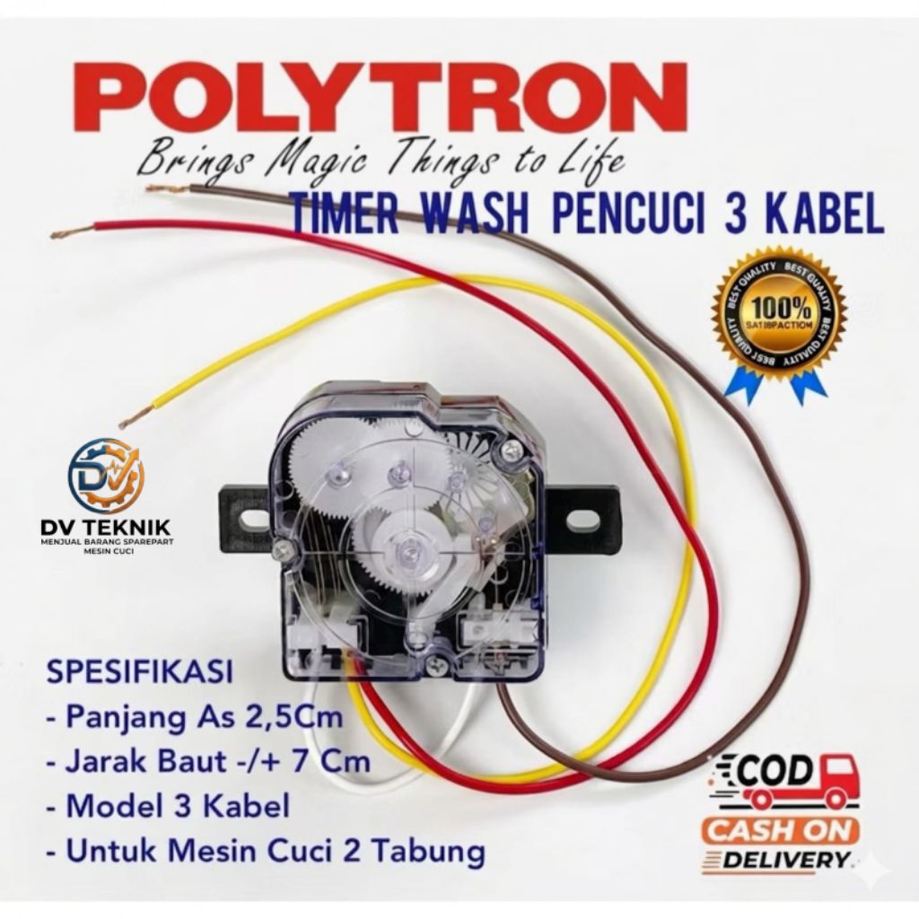 TIMER WASH MESIN CUCI POLYTRON 2 TABUNG 3 KABEL / TIMER MESIN CUCI POLYTRON