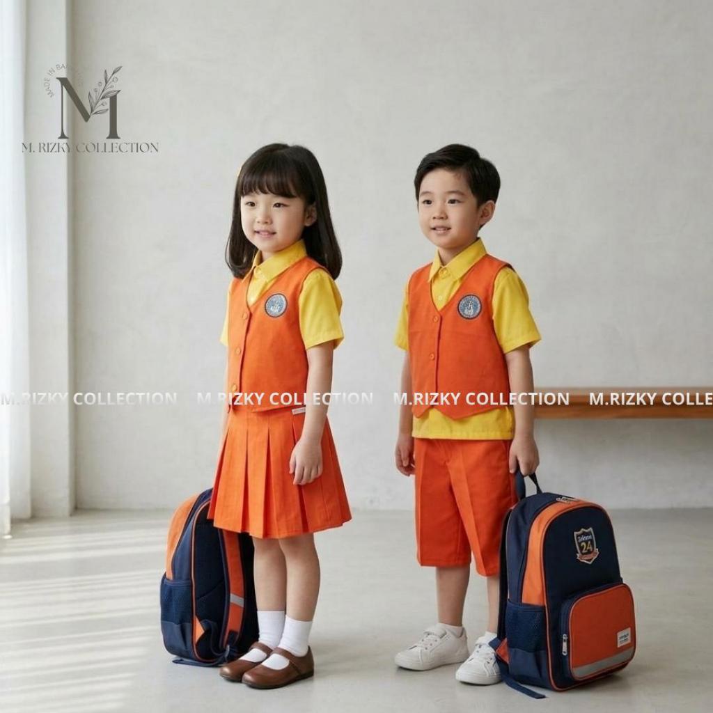 SERAGAM TK NASIONAL KUNING ORANGE PANJANG/ PENDEK LAKI-LAKI DAN PEREMPUAN