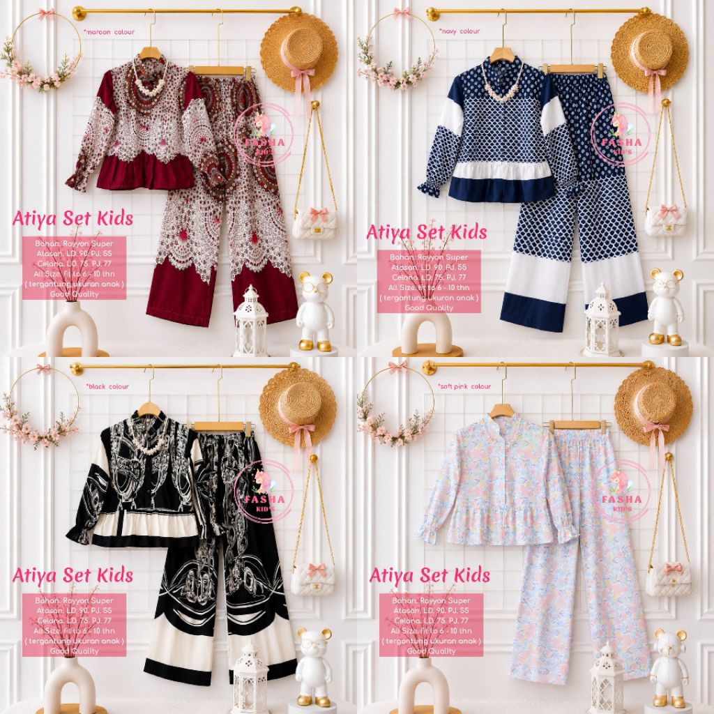 Atiya set teen kids setelan oneset anak jumbo allsize usia 11-15thn bahan premium Catton Rayon origi