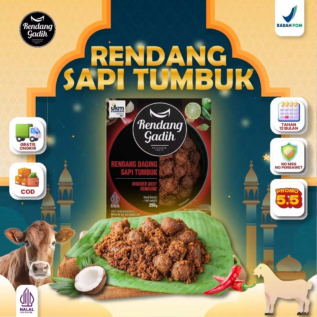 Rendang Daging Sapi Tumbuk - Rendang Gadih Makanan Saji Khas Randang Minang Asli Padang Payakumbuh