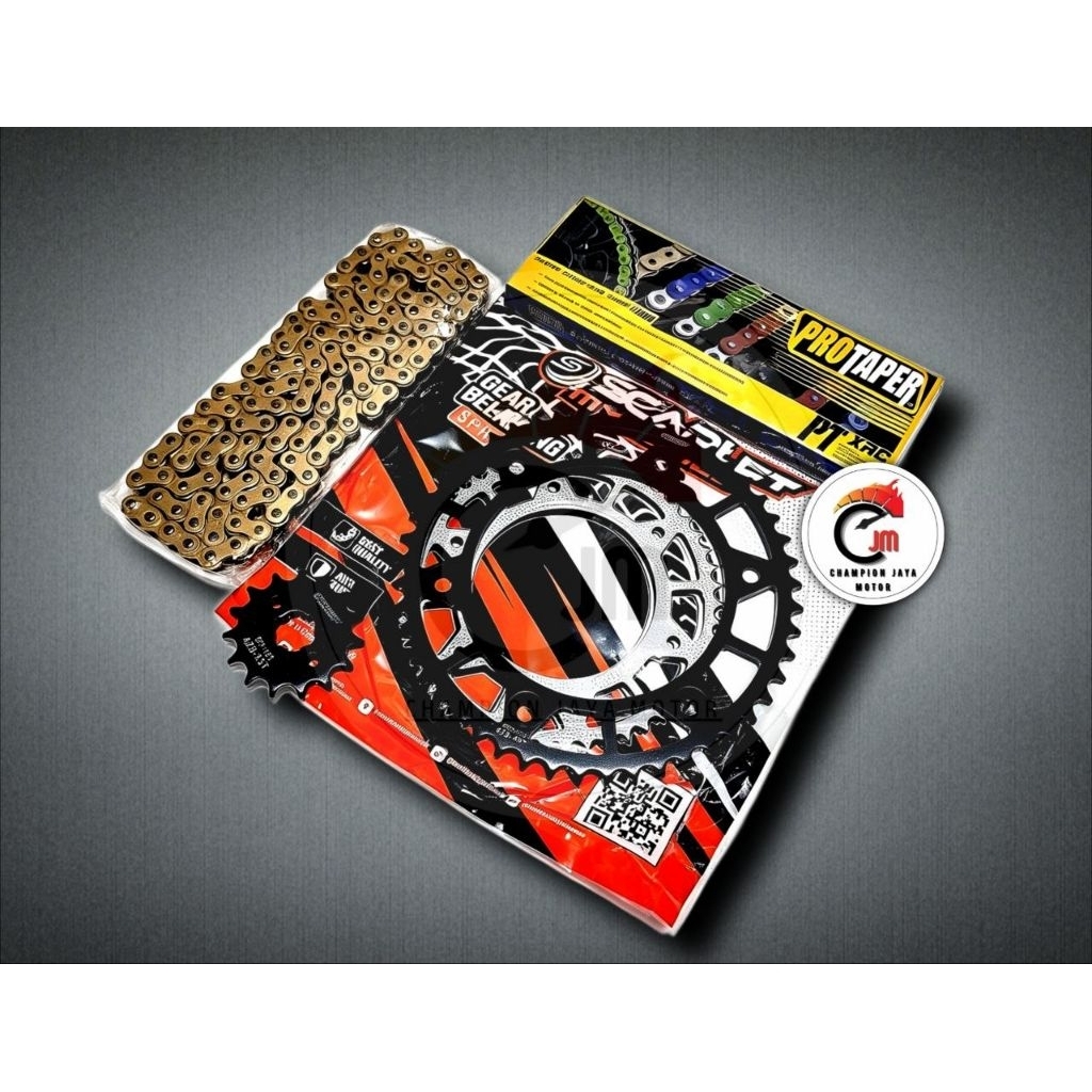 GEAR GIR SET 428 SCARLET RACING CRF 150L BLACK GOLD SERIES RANTAI GOLD PROTAPER RACING 428H 140L GIR
