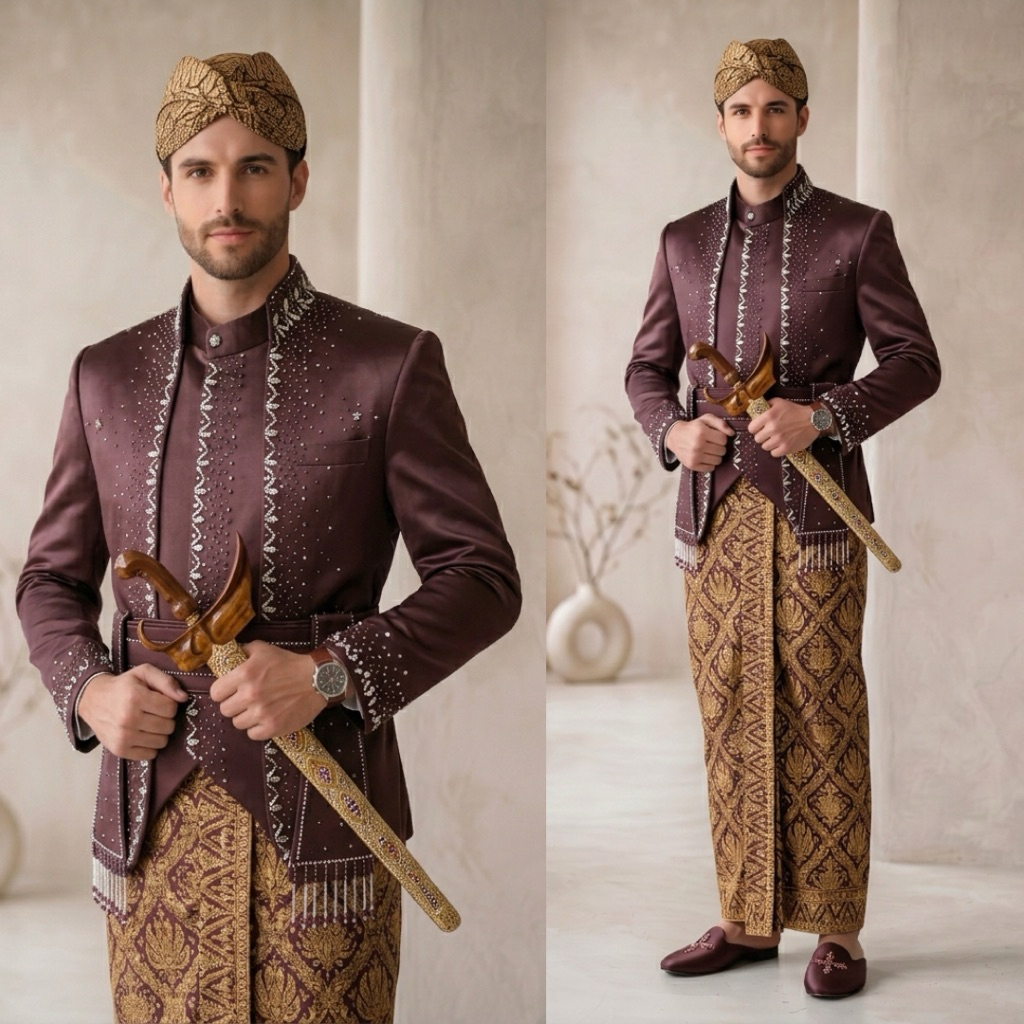 Beskap jawa pengantin premium | Beskap pengantin jawa pria putih lengkap 1 set
