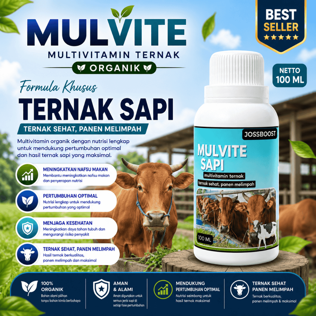 Vitamin Ternak Organik Penggemuk Sapi Meningkatkan Nafsu Makan sapi, memepercepat pertumbuhan sapi, 