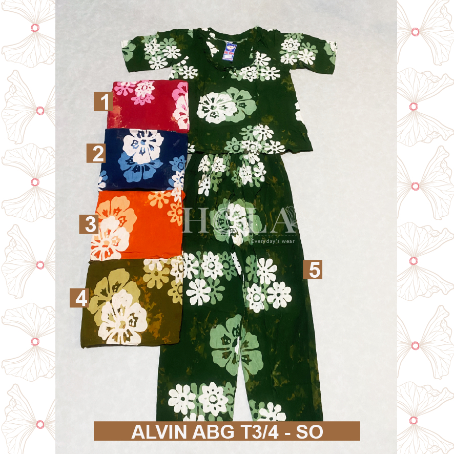 HOLA_FASH | C- Setelan CP ALVIN ABG Lengan 3/4 Batik, Setcel batik, setelan rumahan, setelan santai,