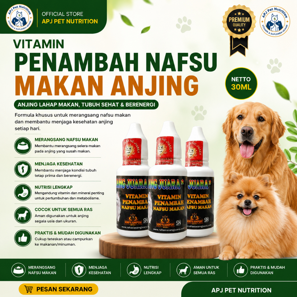 Vitamin Penambah Nafsu Makan Anjing 30ML - Meningkatkan Nafsu Makan pada Anjing