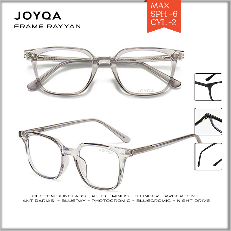 JOYQA | FRAME RAYYAN - Kacamata Kotak Fashion Cewe Cowo Anti Radiasi Photocromic Bluecromic Bisa Min