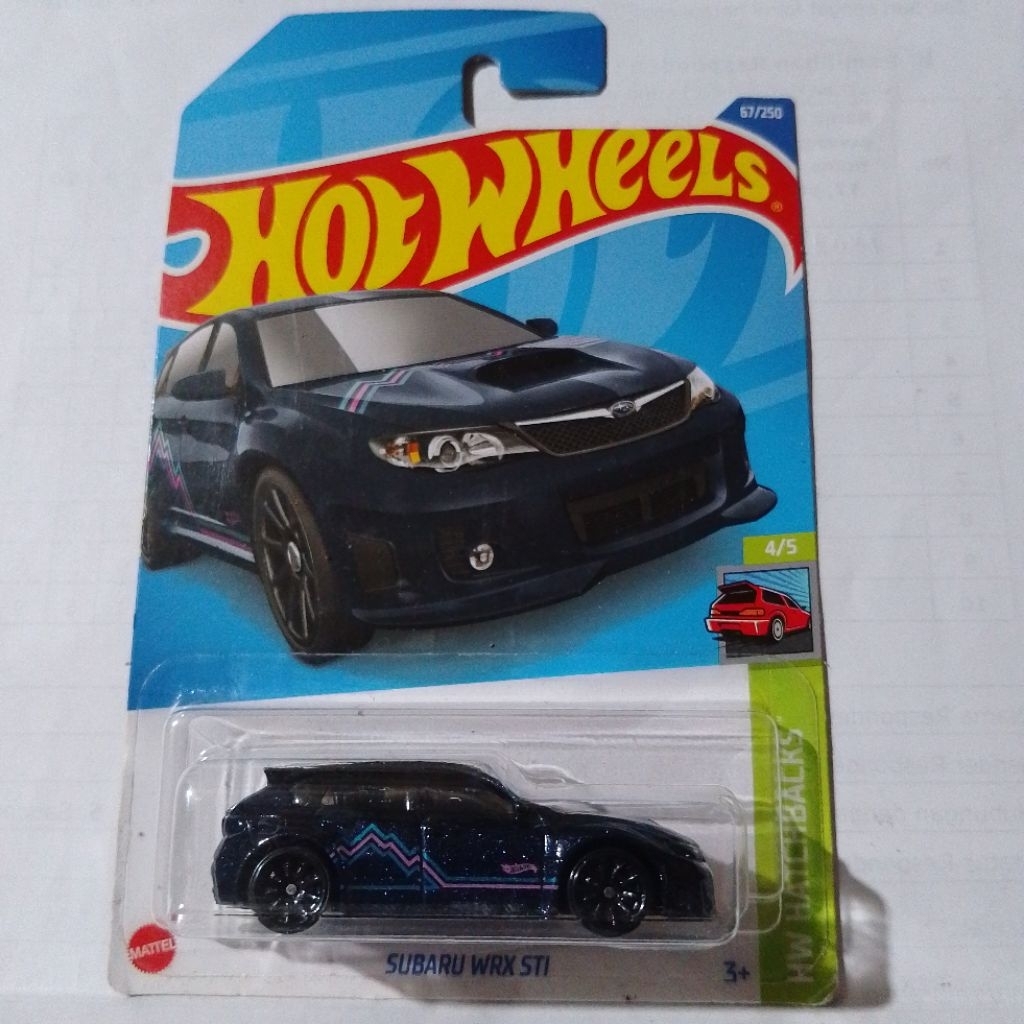 diecast hot wheels subaru wrx sti biru/hitam