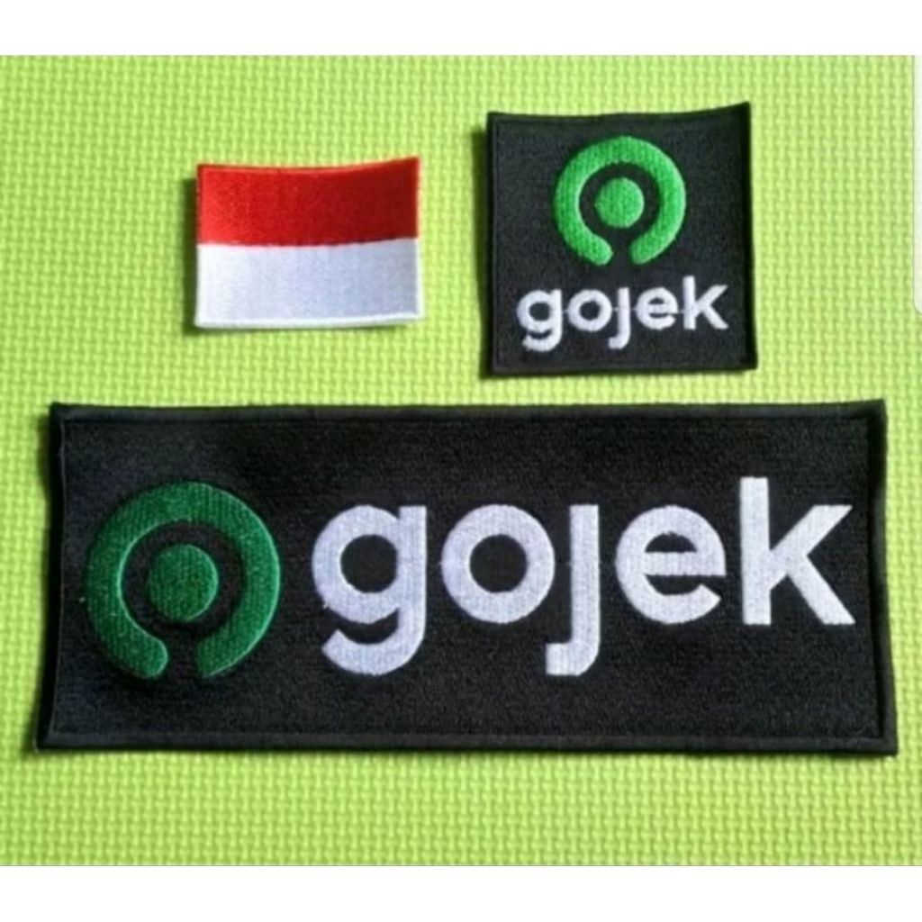 Bordir Logo Emblem Patches Bet Badge Gojek Baru Bendera Indonesia Terbaru u Tempel Dada Punggung