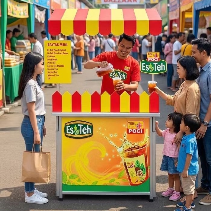 Booth Portable Es Teh + Bergambar