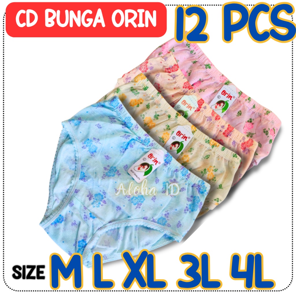 12 PCS Celana Dalam Bunga Orin CD Anak Remaja Dewasa Wanita
