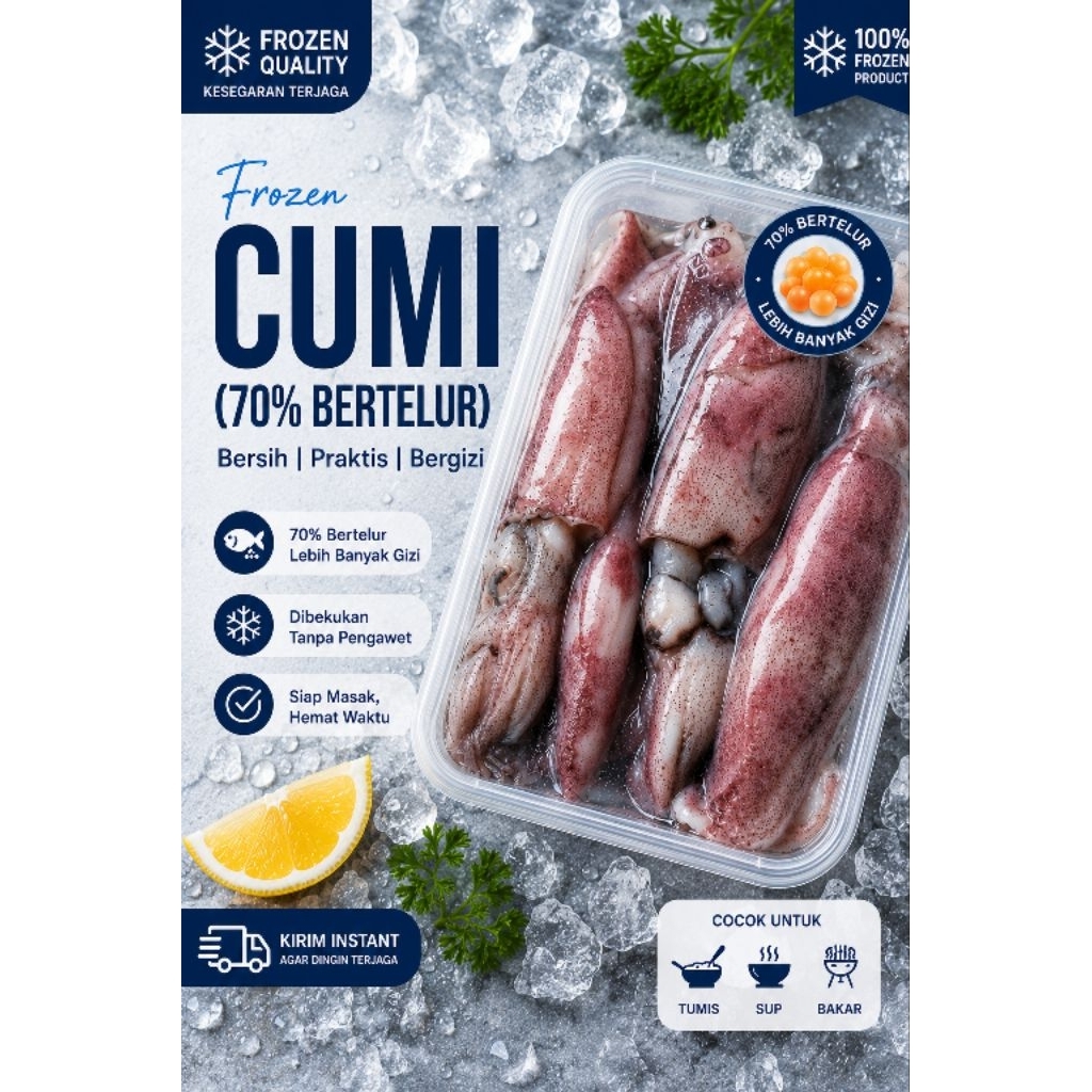 Cumi Segar 70% Bertelur 500gr Fresh Frozen Realfood