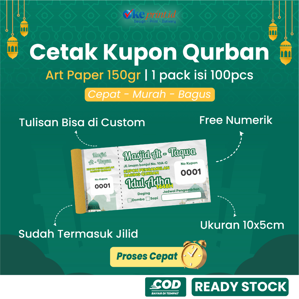 Kupon Qurban 100pcs Custom | Kupon Kurban 100pcs Custom | Proses 1Hari setelah ACC Design | Kupon Mu