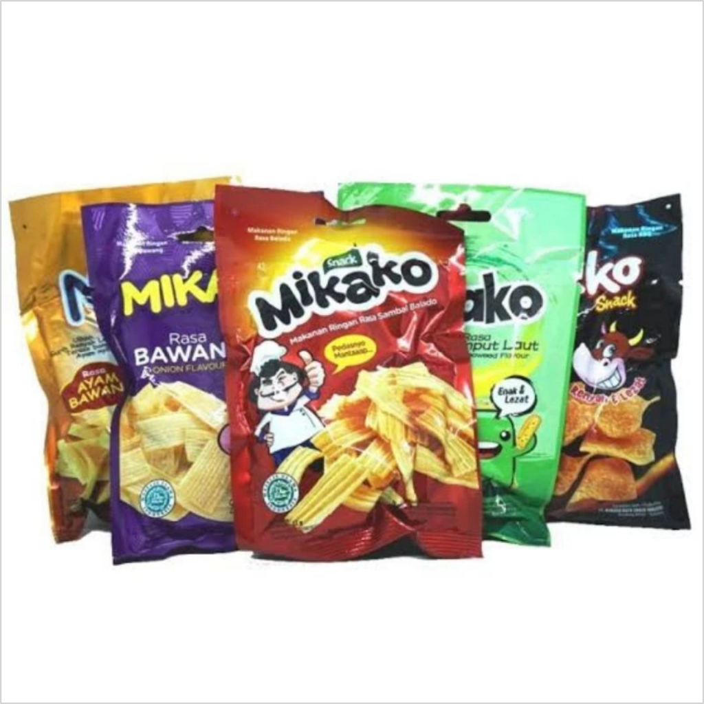 Mikako Snack Aneka Rasa 1 Pack Isi 10 x 18g – Ayam Bawang, Rumput Laut, Sambal Balado & Ayam Geprek