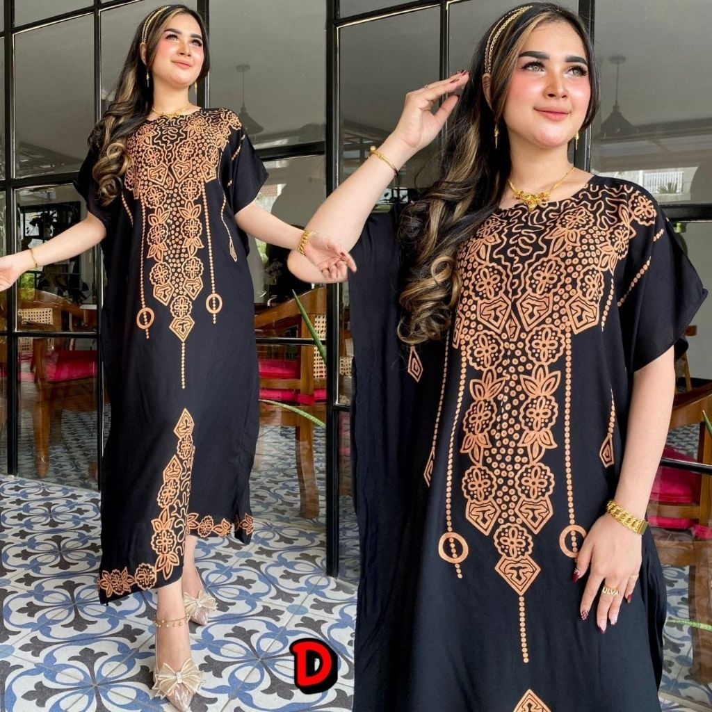 Dress rumahan model kaftan batik rayon wanita