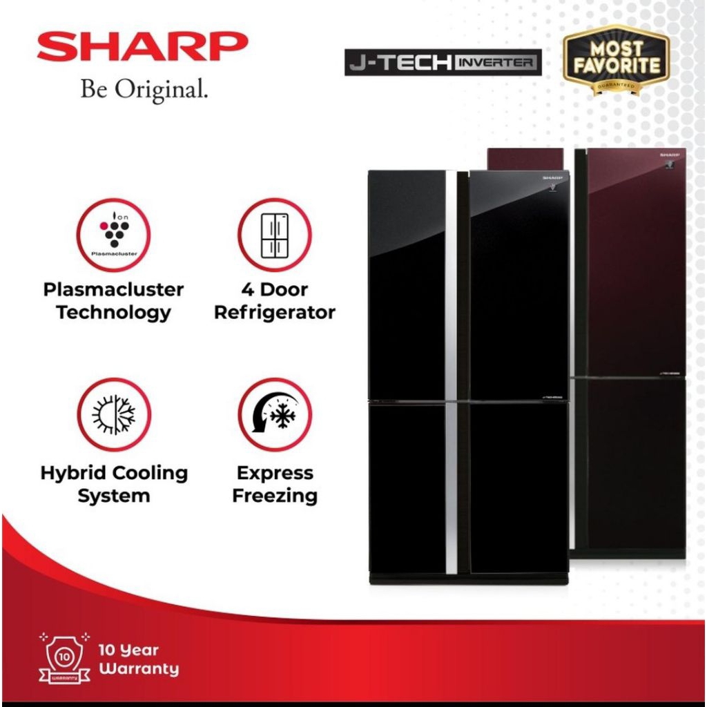 Kulkas Sharp 4pintu J tech inverter plasma claster SJ IF85PG GB