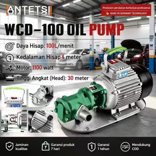 1100W Pompa WCB 100 Minyak Oli Solar Bensin Cairan Kental Pompa Gear Pump WCB 100