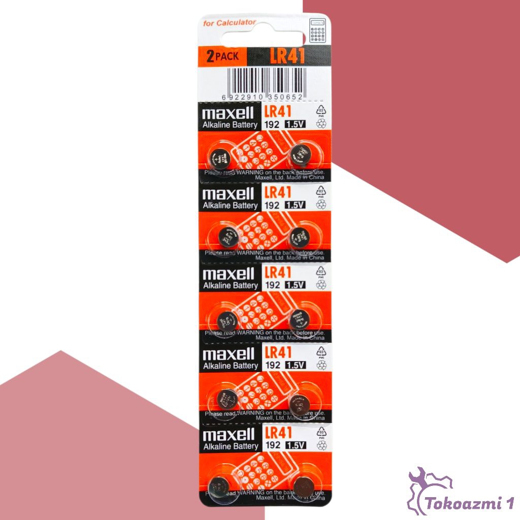 Baterai Maxell LR41 Original Battery AG3 LR736  L736F Perlembar Isi 10cs Made In Japan