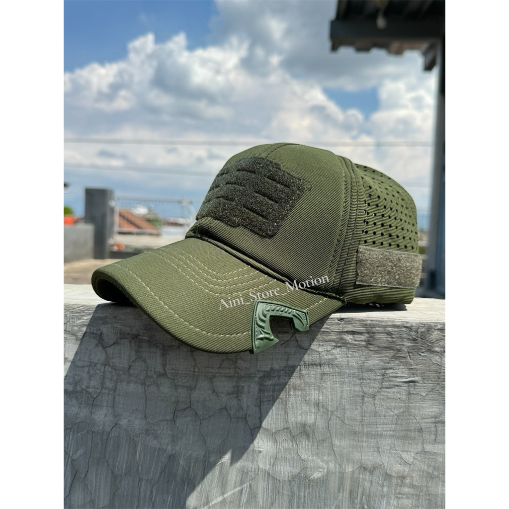 Topi tactical Coak Laser Hijau Army | Topi Coak Laser Polos Terbaru Army