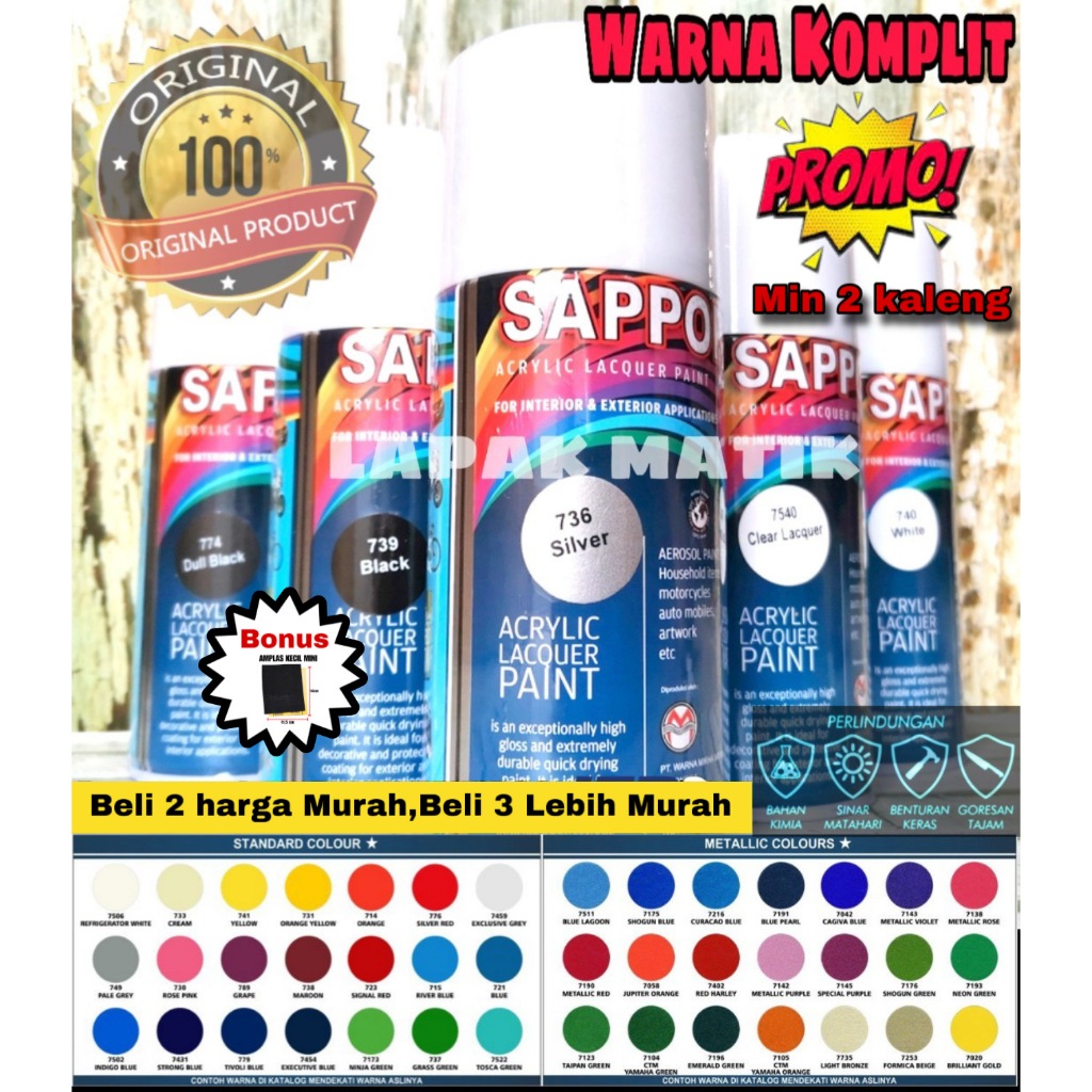 PILOK SAPPORO HITAM PUTIH EPOXY SILVER WARNA LENGKAP