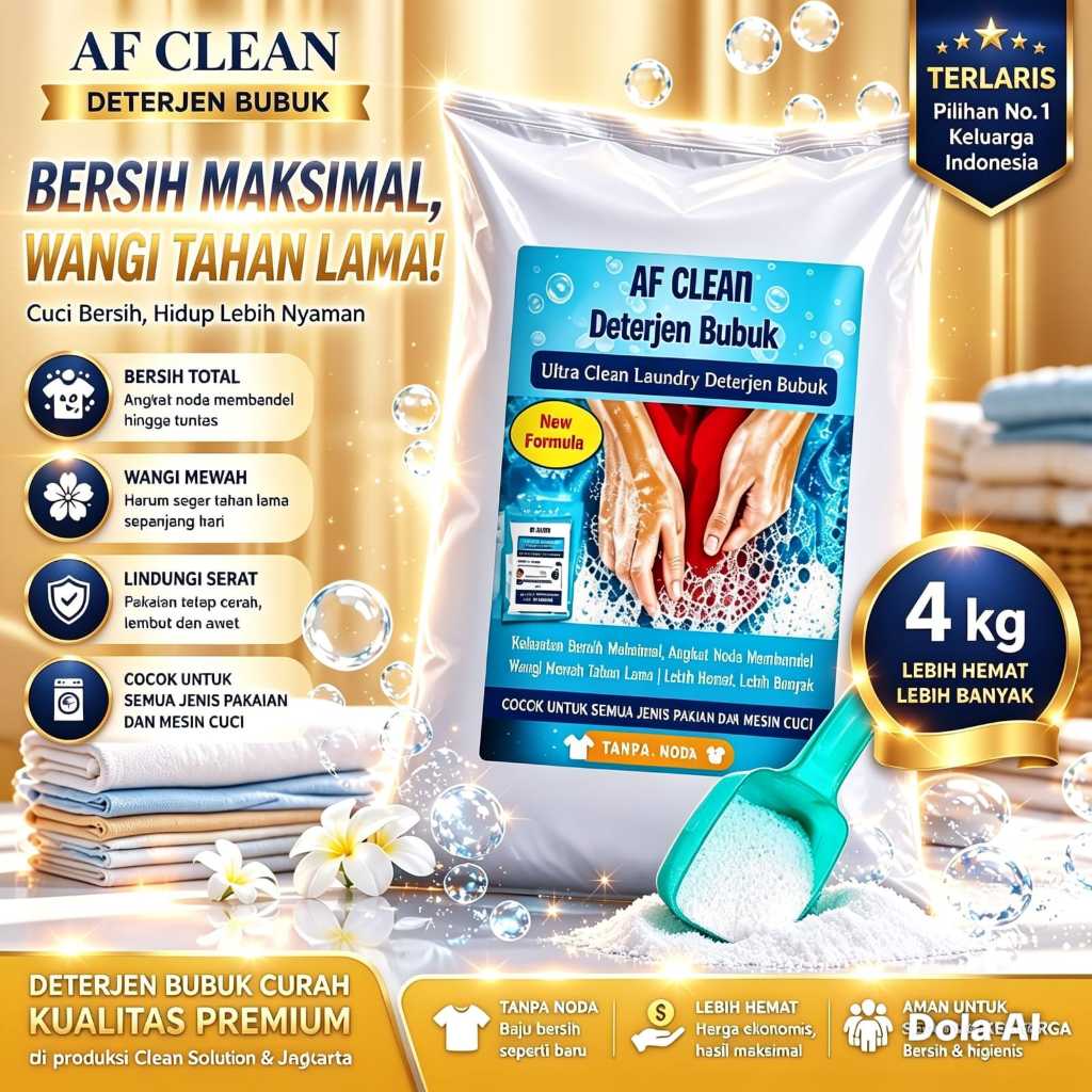 AF Clean Deterjen BUBUK ULTRA Powder 4 Kg - Deterjen Bubuk Curah 4Kg Berkualitas Deterjen Curah 4kg