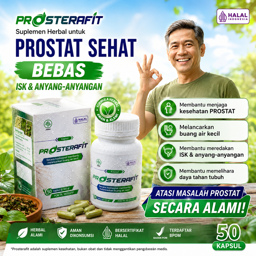Prosterafit obat prostat infeksi saluran kemih ISK melancarkan buang air kecil kencing tidak tuntas