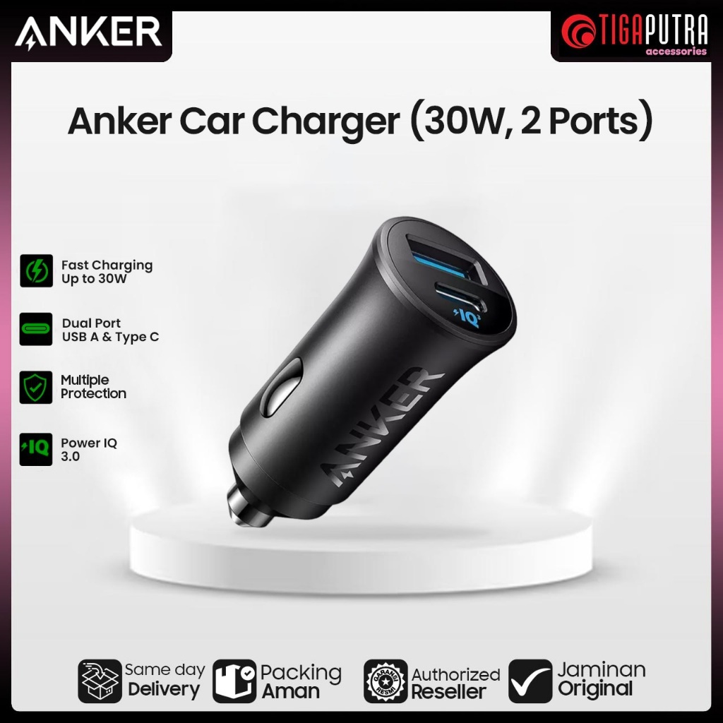 Anker Car Charger, 30W 2-Port Type-C Adapter PIQ 3.0