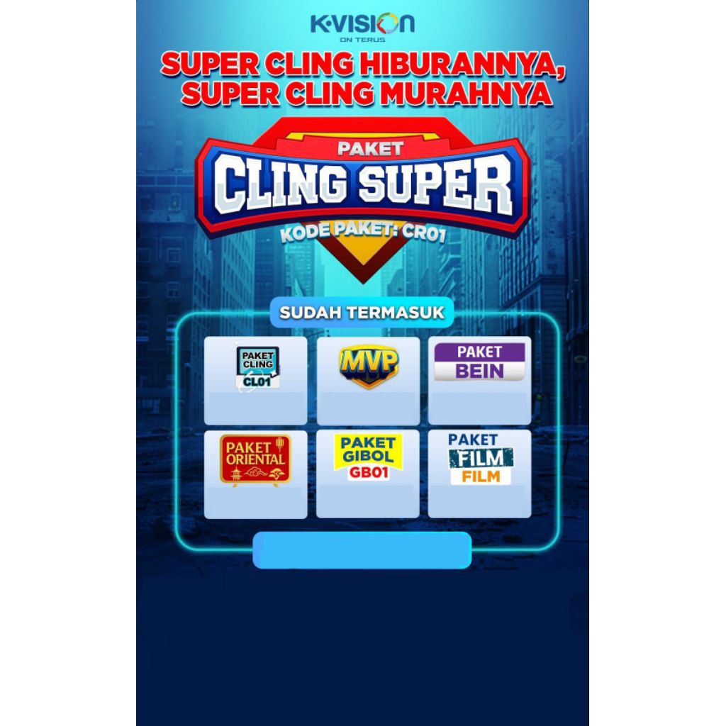 Voucher Paket K-Vision Cling Super 180 / 360 hari K Vision