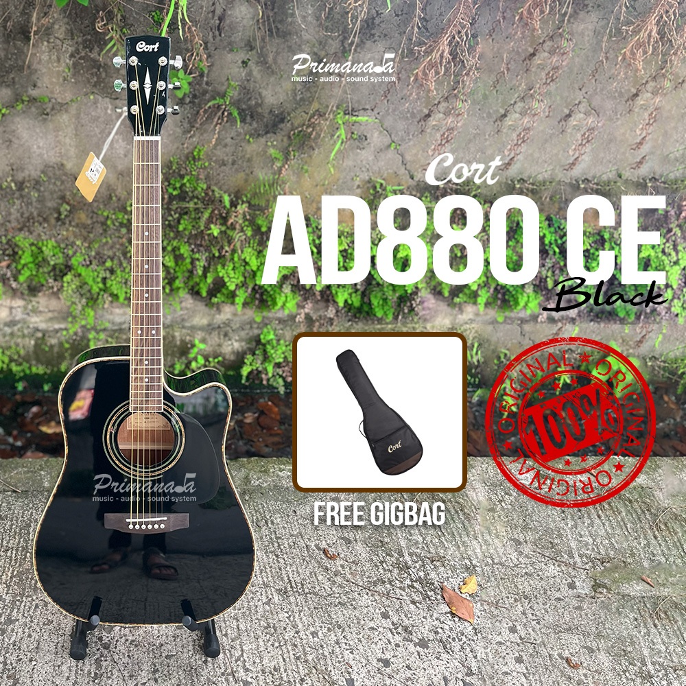 Cort AD880CE Black Gitar Akustik Elektrik AD 880 CE Guitar Electrict Acoustic AD880 with Preamp