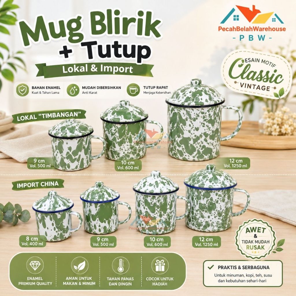 Cangkir Seng Blirik 8cm 9cm 10cm 12cm / Mug Blirik / Cangkir Blirik / Mug Jadul