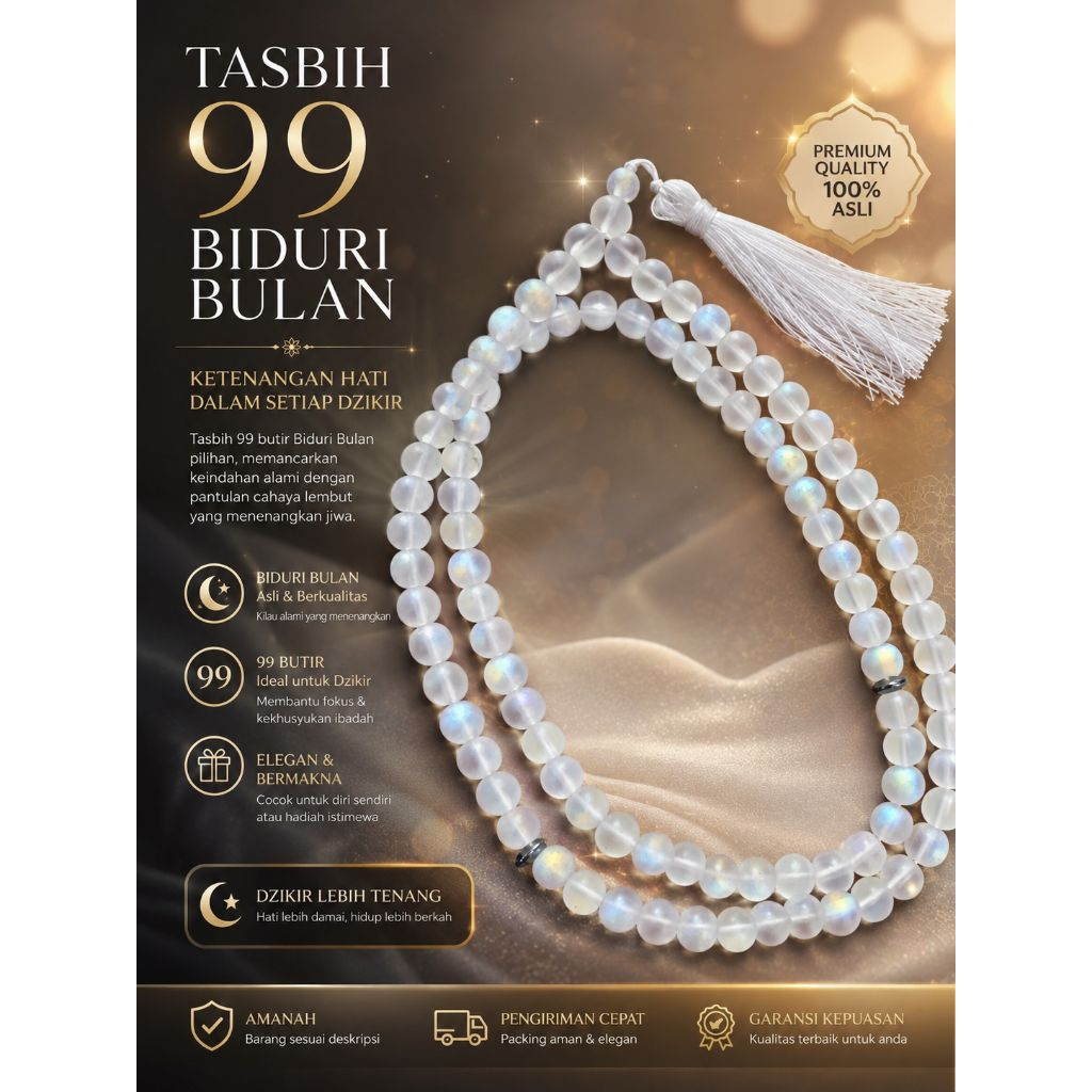tasbih 99 butir biduri bulan 8mm