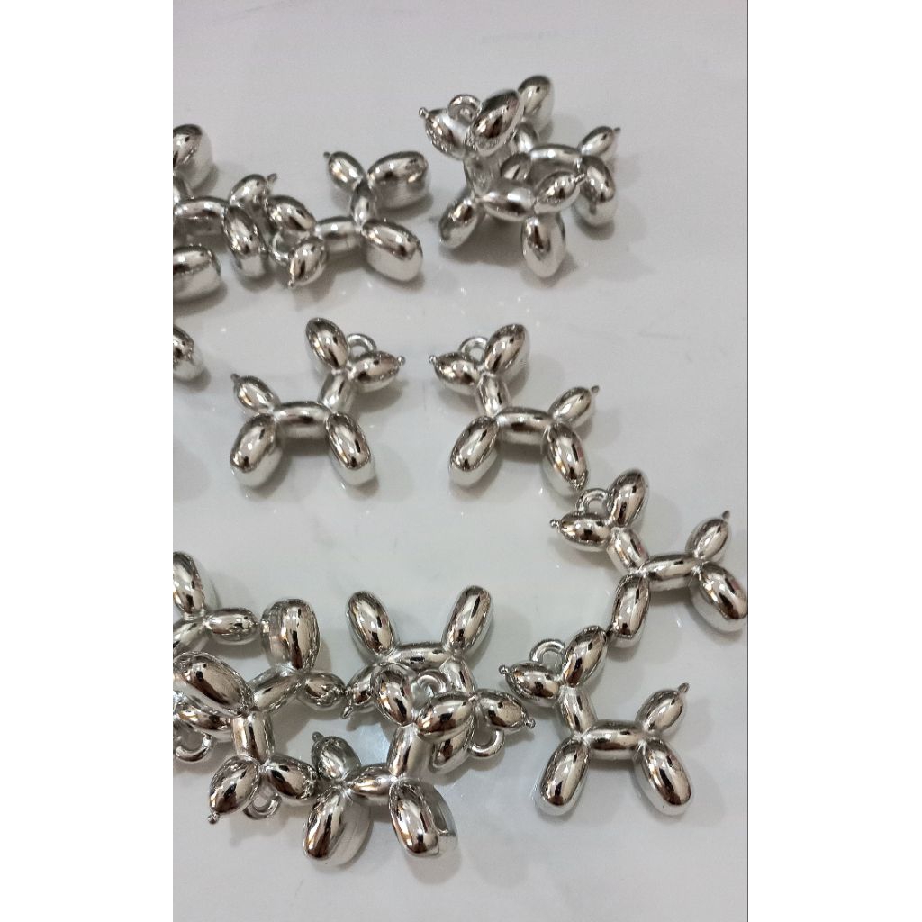 Manik mote pudel silver / manik gantung poodle silver