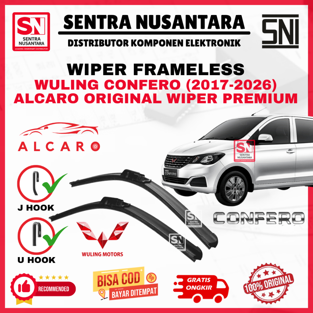 Wiper Mobil WULING CONFERO (2017-2026) Merk ALCARO ORIGINAL | Wiper Kaca Mobil WULING CONFERO (2017-