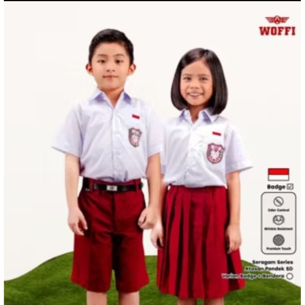 Seragam SD kemeja pendek putih woffi