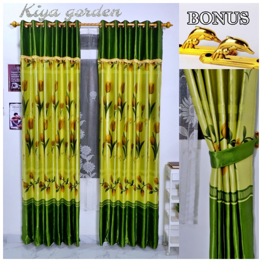 gorden jendela aesthetic mewah dan tebal bahan blackout impor model poni tempel tinggi 230 cm