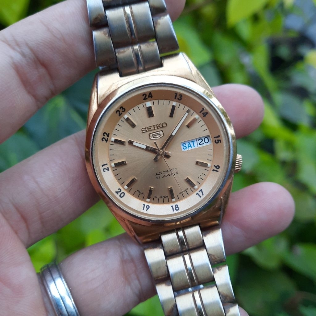 JDM  Seiko 5 Automatic SNK574J1 Gold Sunbrust 7s26-02C0 SNK574