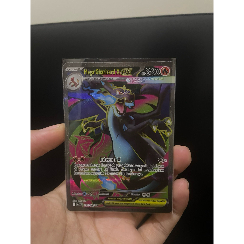 Mega Charizard X EX SR Kobaran Biru Pokemon TCG Indonesia