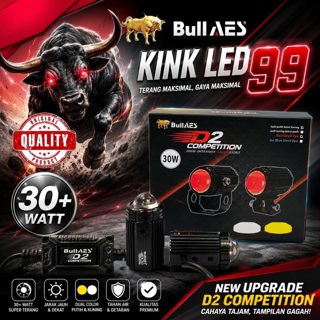 ORIGINAL Lampu Tembak Laser Bullaes D2 Competition 30 Watt 20 Watt Devil Eye BULLAES