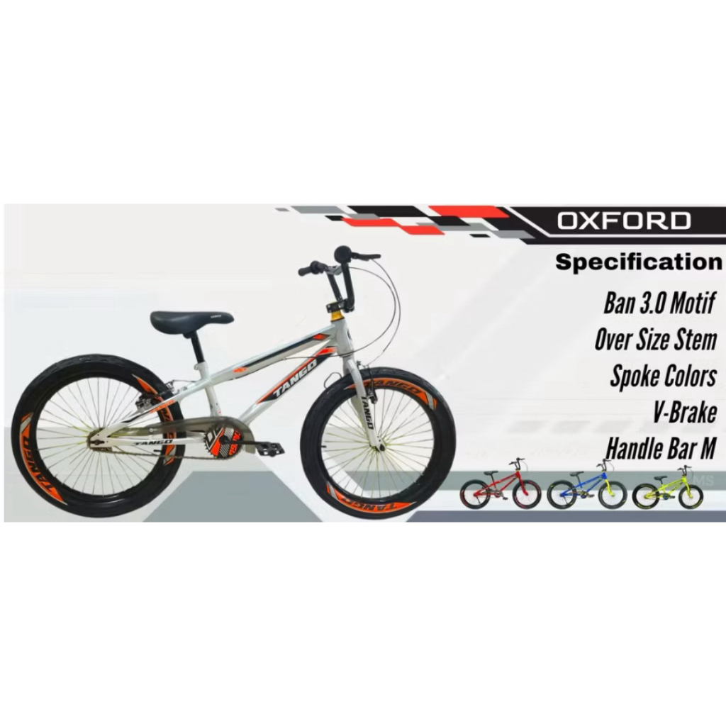 Sepeda Anak BMX 20 Inch Tango OXFORD Ban 3.0 Jumbo Rem V-Brake Terbaru SNI