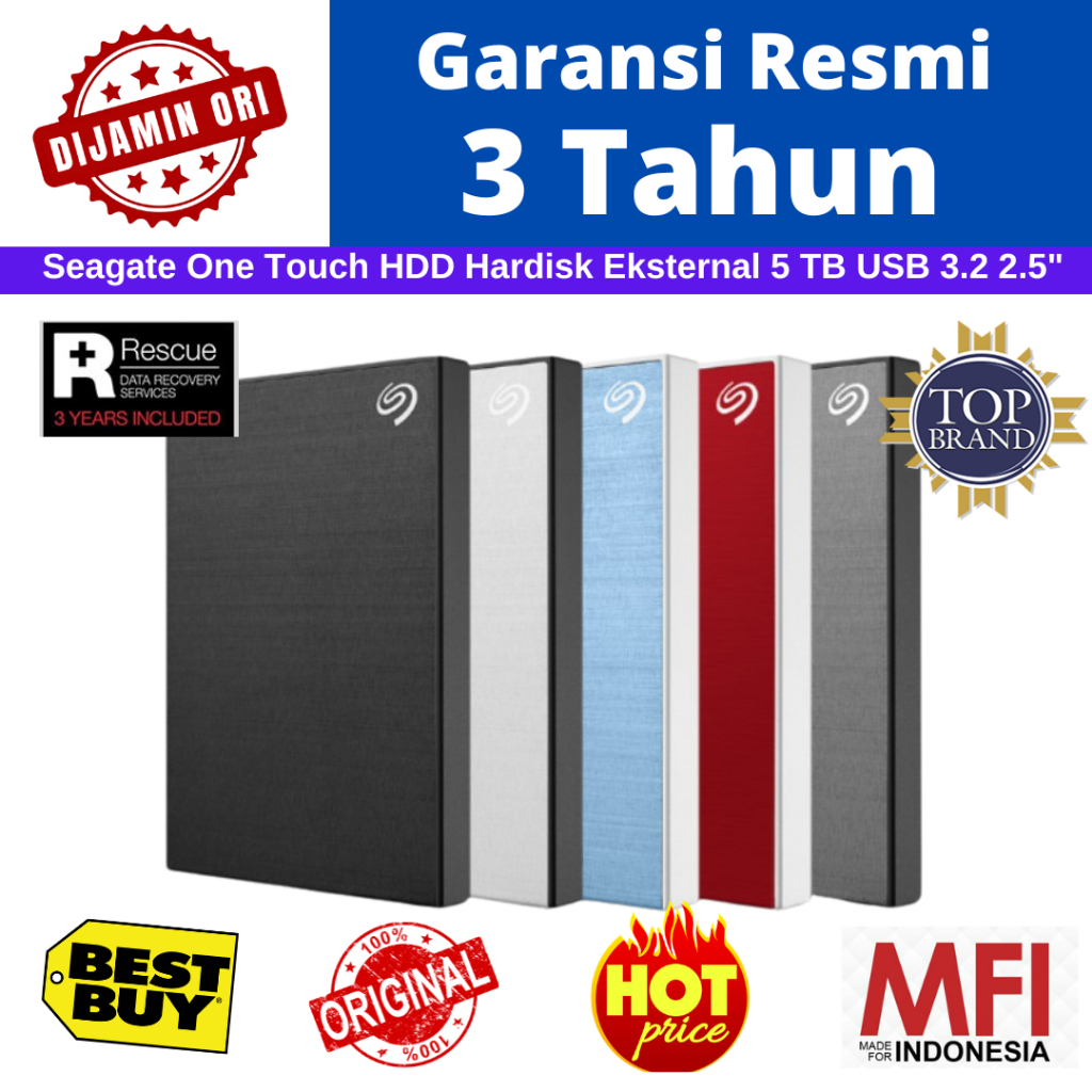 Seagate One Touch HDD  Hardisk Eksternal 5TB Resmi