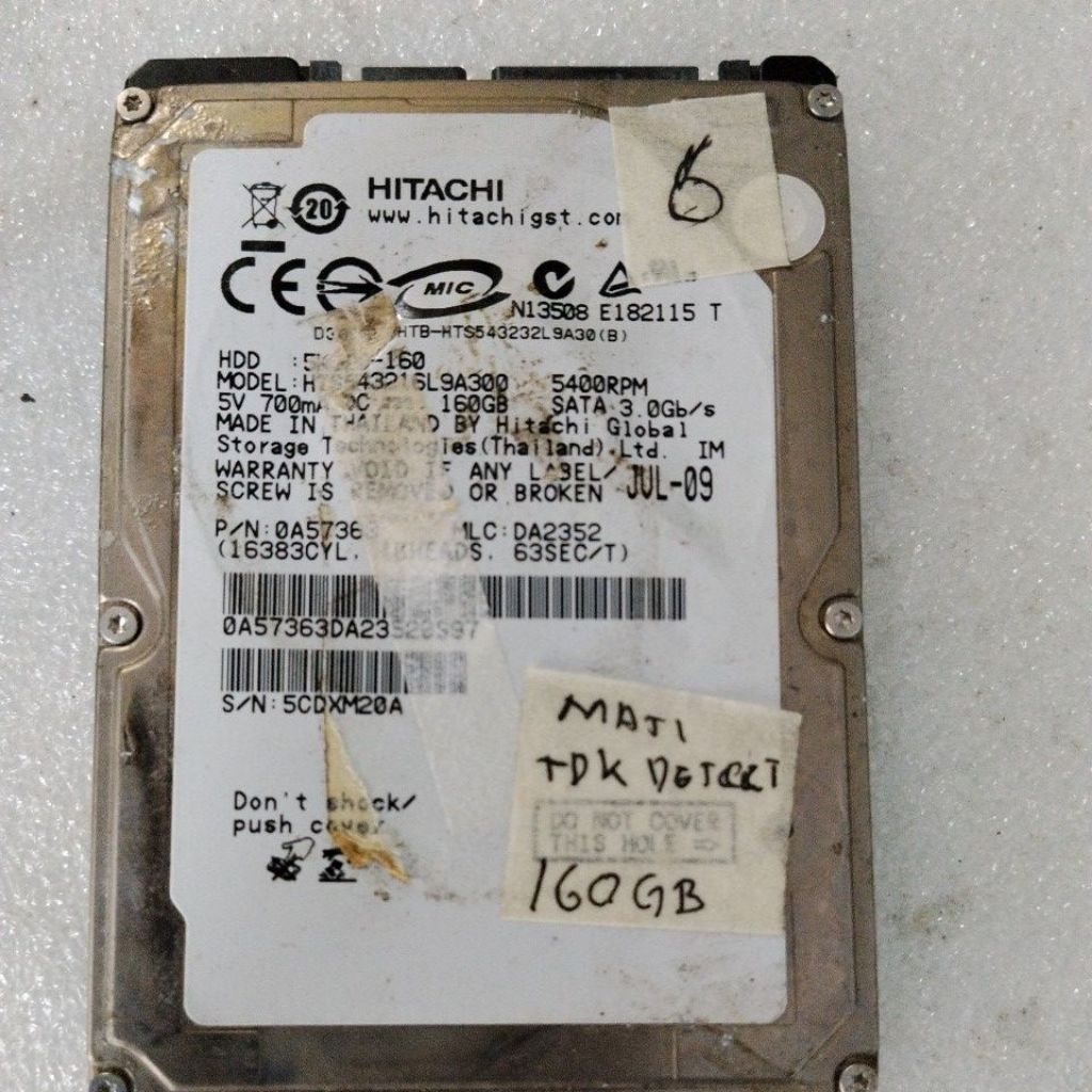 harddisk laptop rusak merk Hitachi