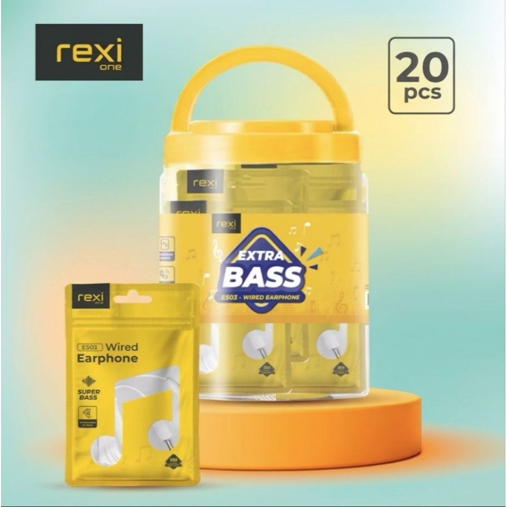 Rexi ES03 Headset Earphone Wired Bass Putih