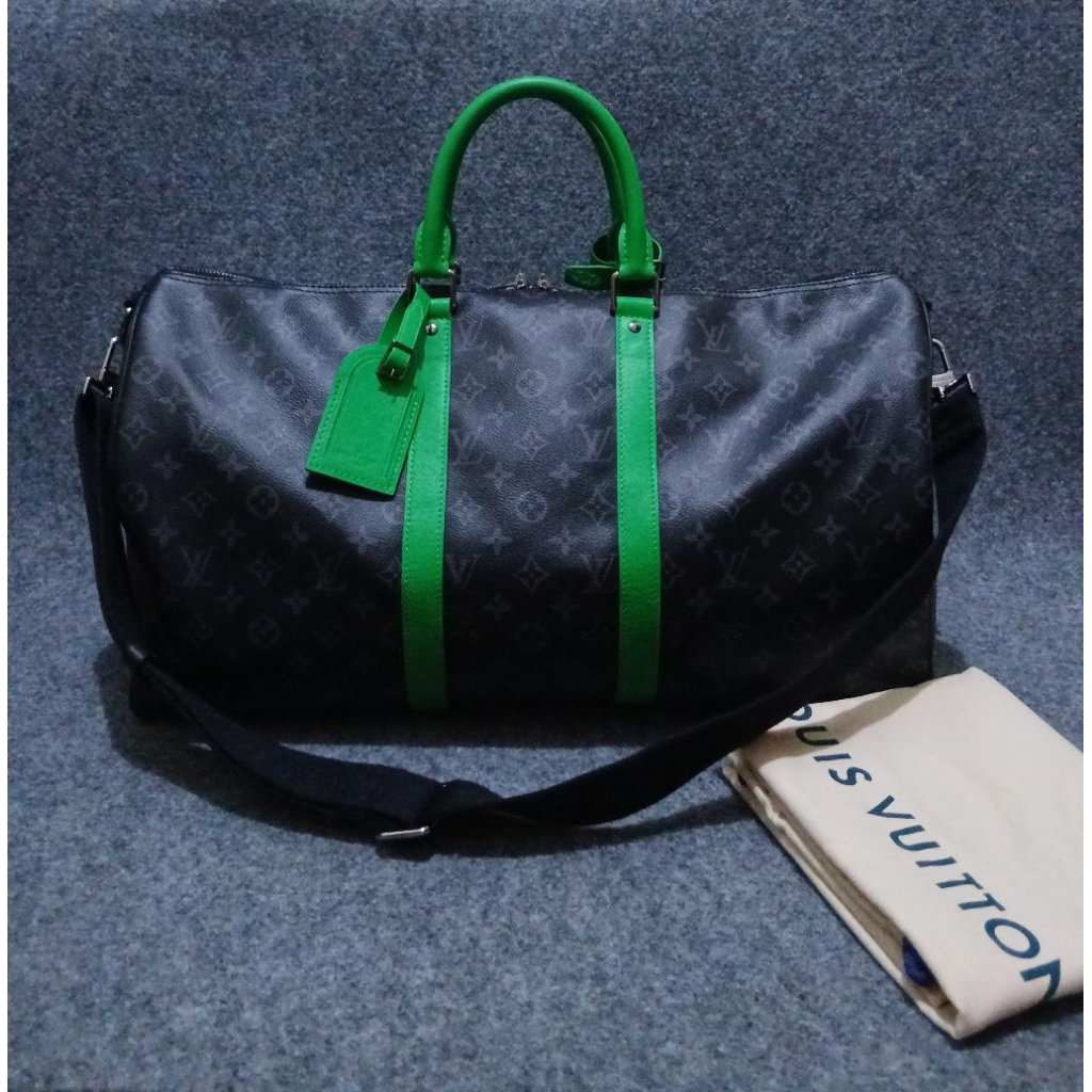 LV Travel Keepall Bandouliere 50 Monogram Eclipse 2021 Preloved with DB