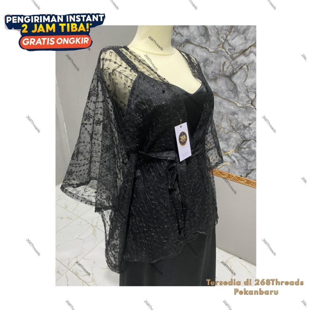 outer brukat tile mutiara kebaya simple brukat tali