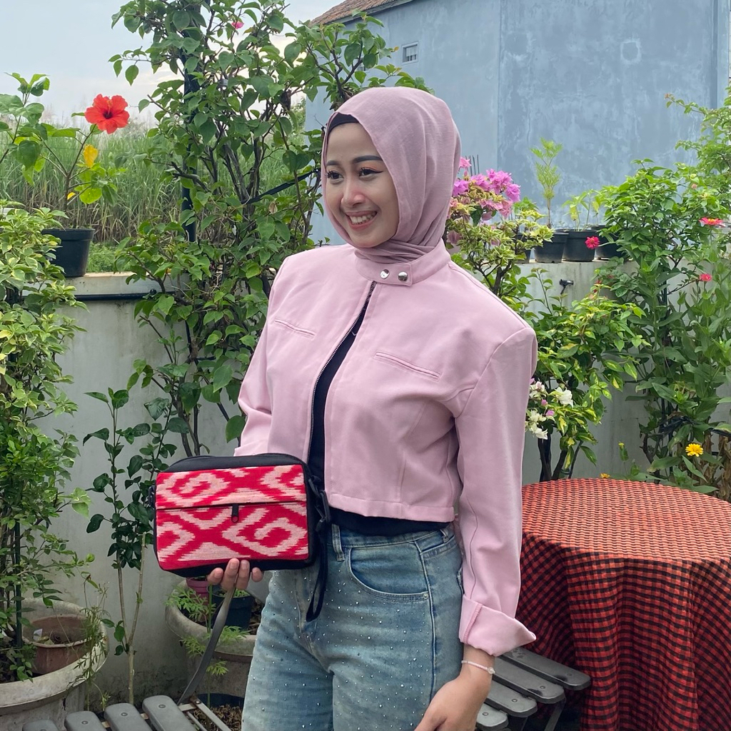Tas Handbag Tenun Pria Wanita Tas Clutch Tas Dompet Etnik Tenun Kombinasi Tali Panjang Pendek Tenun 