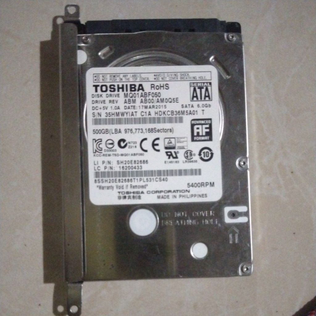Hardisk Laptop TOSHIBA 500GB bekas normal