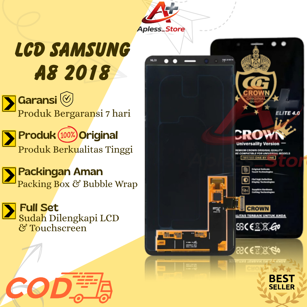 LCD TOUCHSCREEN SAMSUNG A8 2018 / A530  ORIGINAL FULLSET COMPLETE / LCD SAMSUNG A8 2018 / LCD SAMSUN