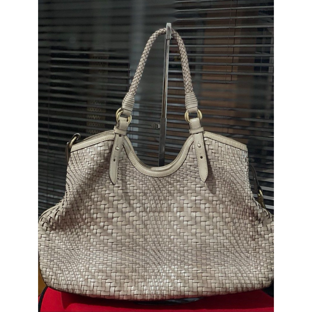 authentic Cole Haan Genevieve Triangle Weave Tote bag