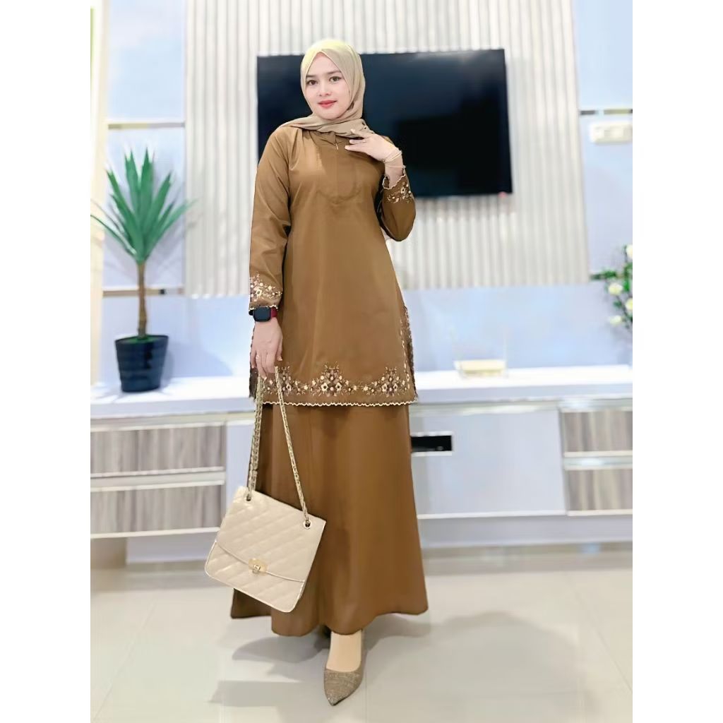 Stelan Rok Bordir ASN PDH Gamis Malaysia Pemda || Pakaian Wanita || Seragam Kantoran