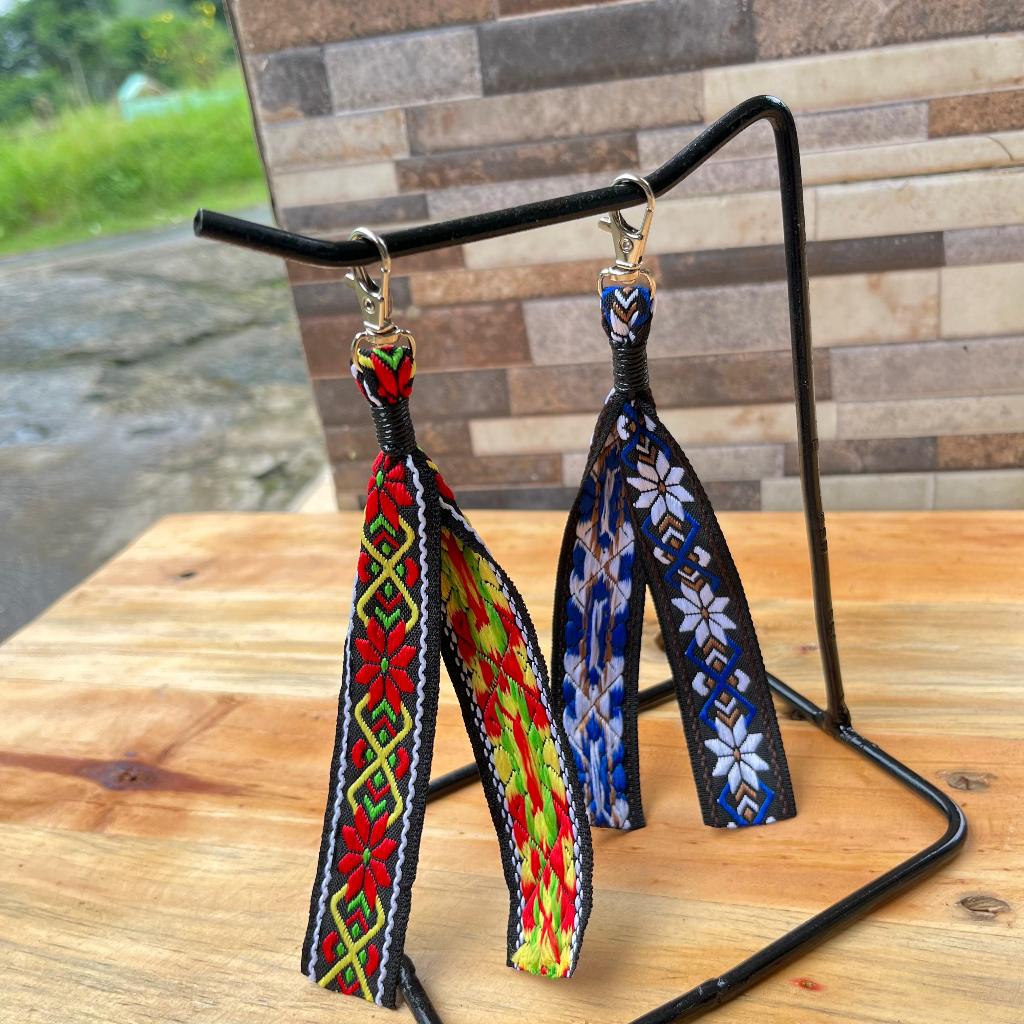 Ganci Etnik Webbing Premium Gantungan Kunci Kain Motif Boho Tribal / Gantungan Kunci Tas Dompet Pria