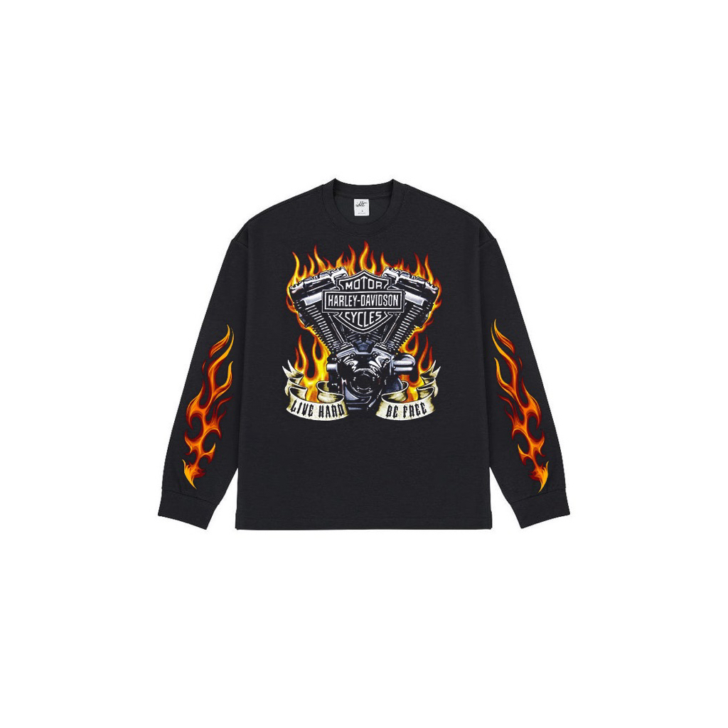 Harley Davidson -  Twin Flame Vintage Longsleeve / Kaos Longsleeve Harga Murah Berkualitas